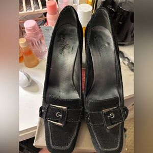 Cole Haan Black Suede Loafers with Buckle